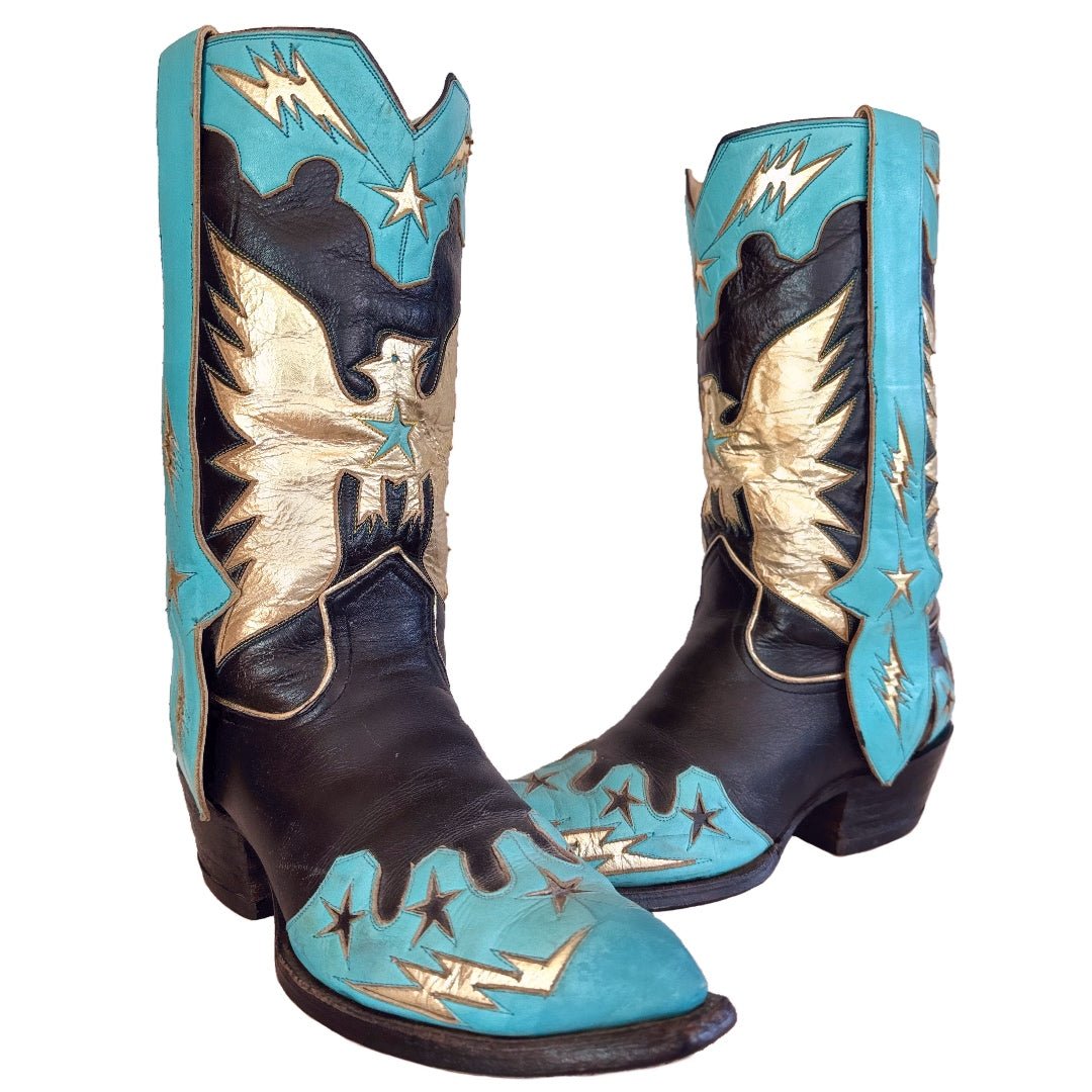 AUSTIN HALL BOOT CO. Vintage Handmade Eagle Mule Ear Men’s Cowboy Boot
