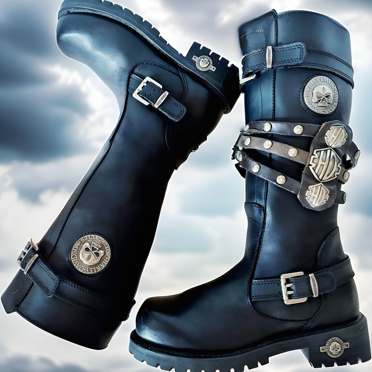 HARLEY-DAVIDSON Delinquent Willie G Skull Harness Black Leather Moto Boots Harley Davidson Delinquent WILLIE G Skull 91229 Motorcycle  main image 4
