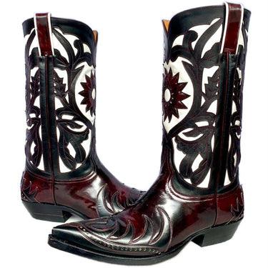 OLD GRINGO Whitney Classics Collection Sun White Black Overlay Leather Cowboy Western Boots