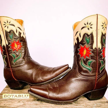 OLD GRINGO ‘Vintage’ Floral Cactus Short Peewee Snip Toe Cowgirl Cowboy Western Boots