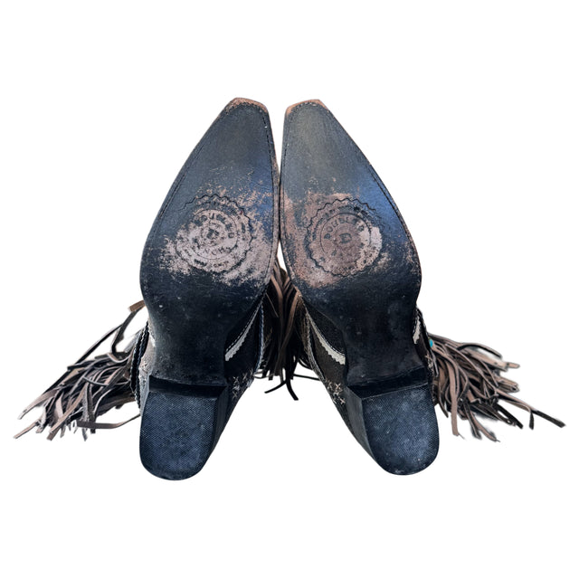 DOUBLE D RANCH Prescott Fringe Studded Cowgirl Boots - Botablu