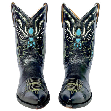 OLD GRINGO Vintage Angel Black Blue Leather Short Peewee Cowgirl Cowboy Western Boots