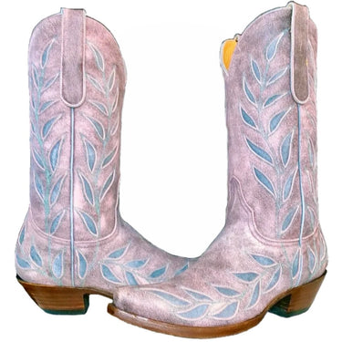 OLD GRINGO Vintage Pink Blue Leather Floral Tall Cowgirl Cowboy Western Boots