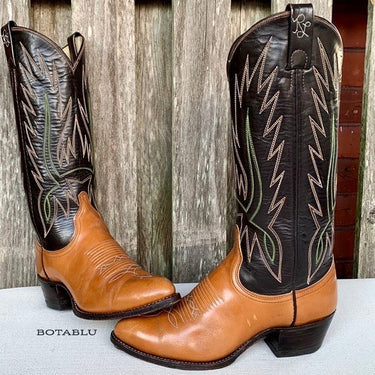 RALPH LAUREN X LUCCHESE Vintage Brown Leather Cowgirl Cowboy Western Boots