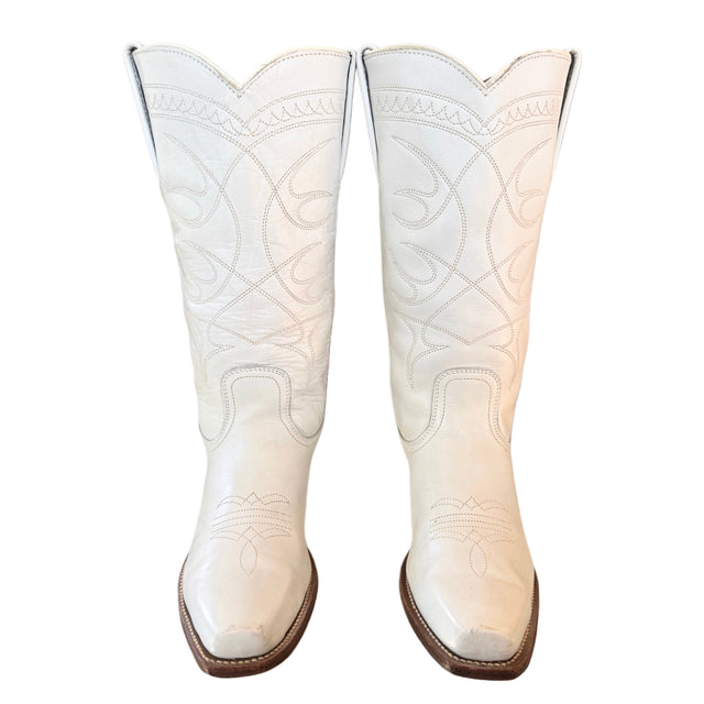 FRYE Vintage White Cowboy Boots - Botablu