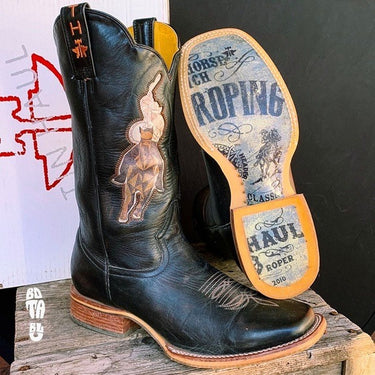 TIN HAUL Open Roper Header Heeler Square Toe Cowboy Western Boots
