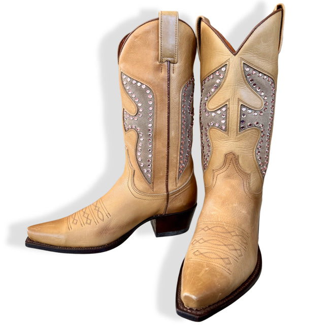 FRYE Vintage Daisy Duke Crystal Cowboy Boots - Botablu