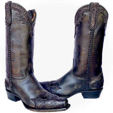 OLD GRINGO Porfirio Tooled Black Leather Cowboy Western Boots