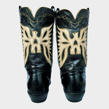 FRYE Vintage Eagle Short Peewee Cowgirl Cowboy Western Black Boots