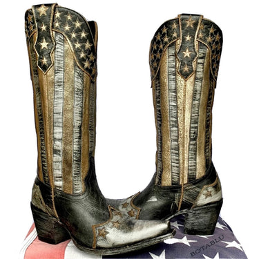 OLD GRINGO Bloom New American Flag Patriotic Black Cowgirl Cowboy Western Boots
