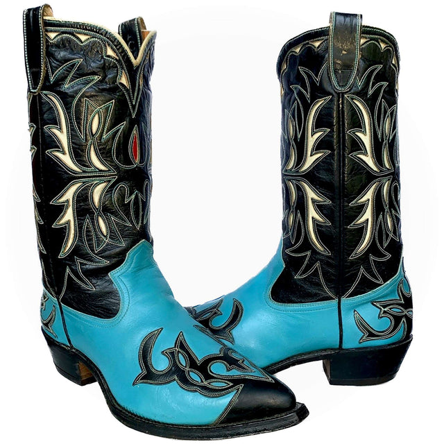 ACME Vintage 1950’s Blue Black Cowboy Western Boots - Botablu