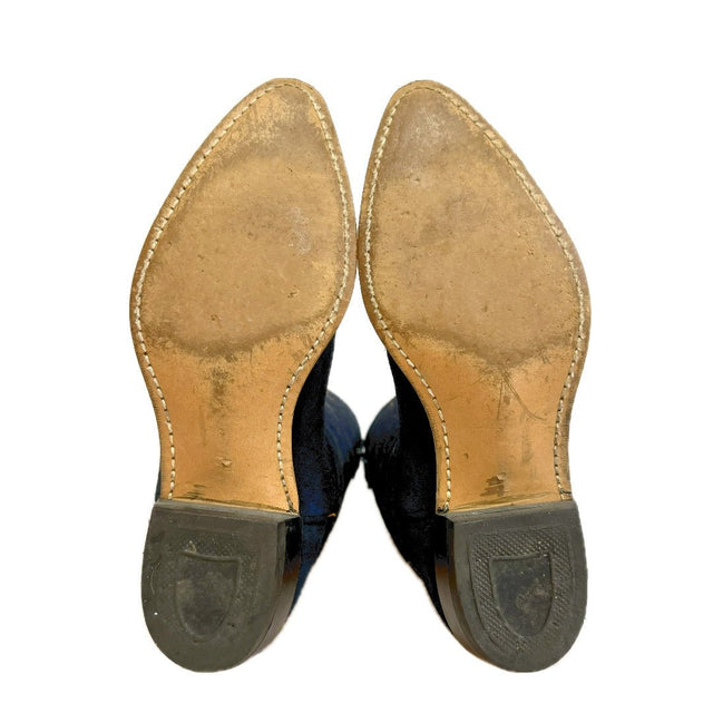 ACME Vintage Blue Suede Denim Western Cowboy Boots - Botablu