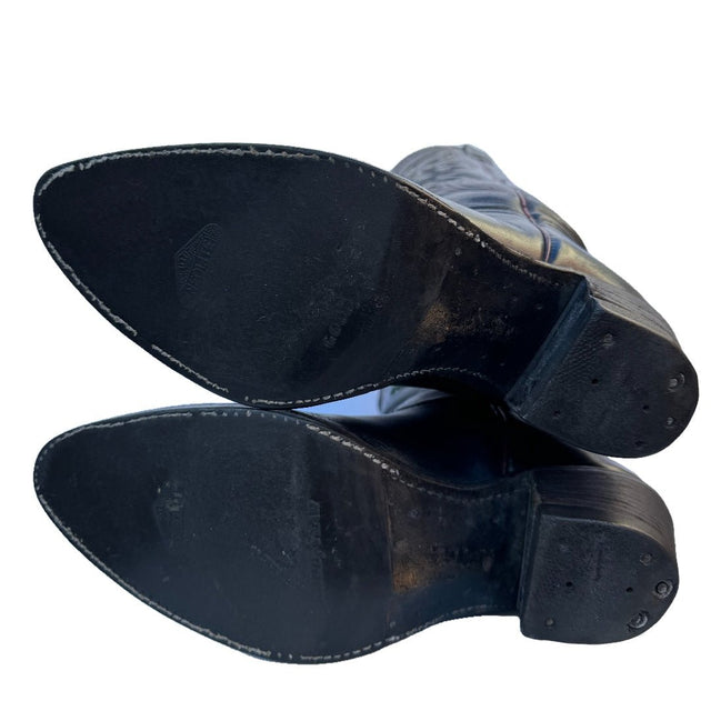 ACME Vintage Butterfly Black Cowboy Western Boots - Botablu