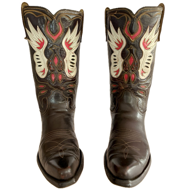 ACME Vintage Thunderbird Brown Red Cowgirl Cowboy Boots - Botablu