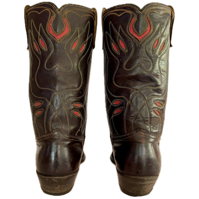 ACME Vintage Thunderbird Brown Red Cowgirl Cowboy Boots - Botablu