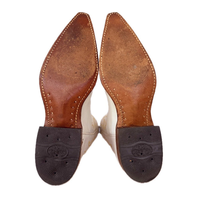 ACME Vintage White Gold Cowboy Boots - Botablu