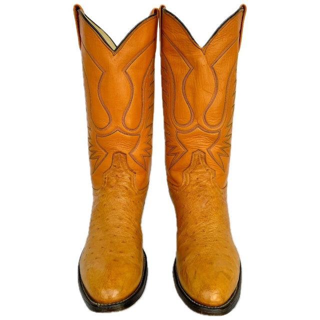 ADAMS BOOT CO Vintage Ostrich Exotic Tall Cowboy Western Boots - Botablu