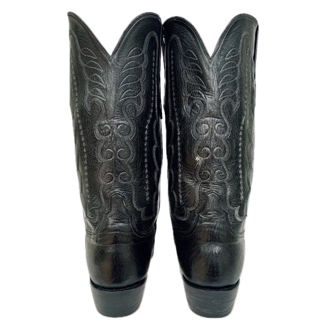 AMMONS Vintage Handmade Kangaroo Leather Black Western Cowboy Boots - Botablu