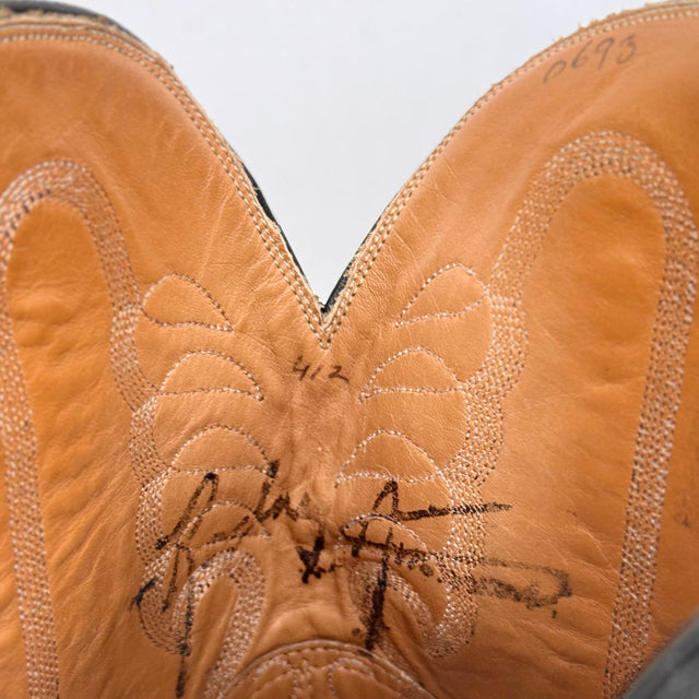 AMMONS Vintage Handmade Kangaroo Leather Black Western Cowboy Boots - Botablu