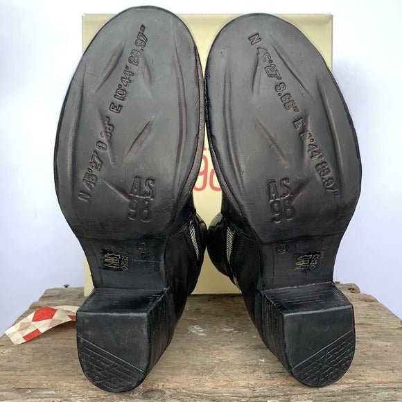 A.S.98 Jase Black Leather Zippered Ankle Bootie Boots - Botablu