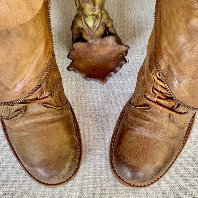 A.S.98 Lace Up Zipper Combat Boho Ankle Bootie Boots - Botablu