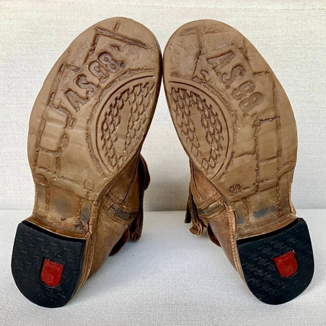 A.S.98 Lace Up Zipper Combat Boho Ankle Bootie Boots - Botablu