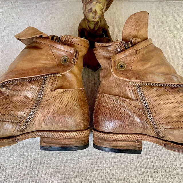 A.S.98 Lace Up Zipper Combat Boho Ankle Bootie Boots - Botablu