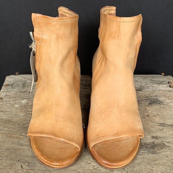 A.S.98 Morgan Studded Strap Buckle Camel Tan Bootie Sandals - Botablu