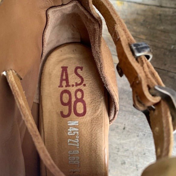 A.S.98 Morgan Studded Strap Buckle Camel Tan Bootie Sandals - Botablu