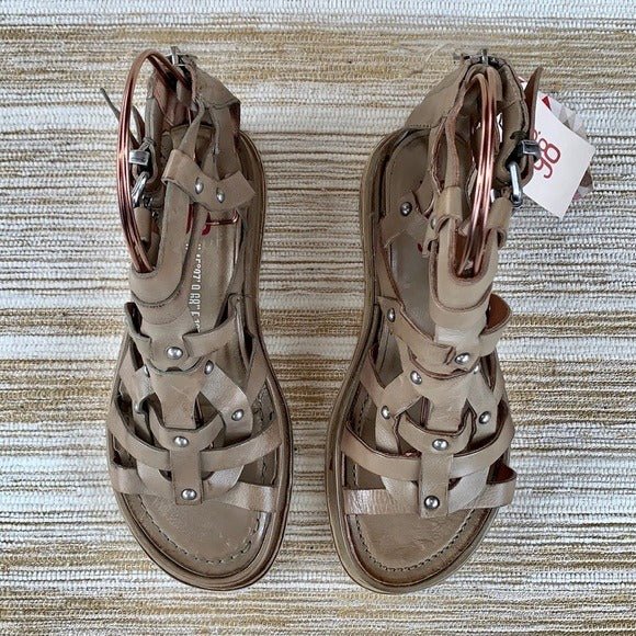 A.S.98 Payne Gladiator Strappy Ankle Buckle Zippered Wedge Platform Sandals - Botablu