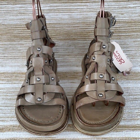 A.S.98 Payne Gladiator Strappy Ankle Buckle Zippered Wedge Platform Sandals - Botablu