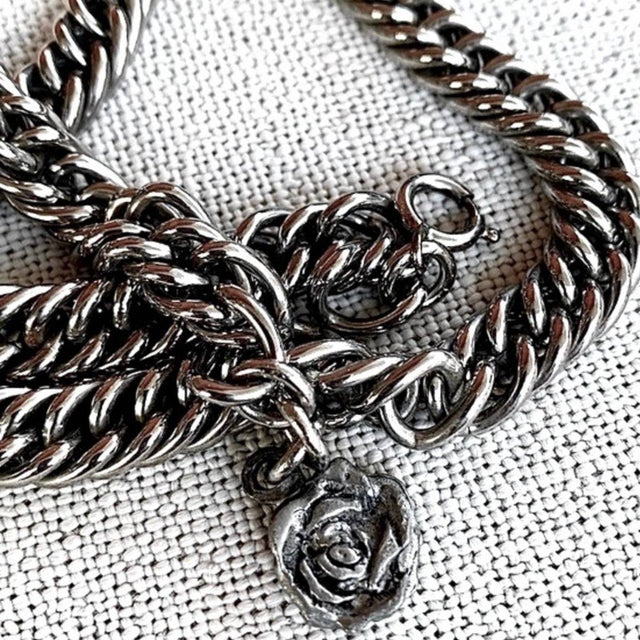 Boot Chain Strap Jewelry Accessories Silver Dangling Rose - Botablu
