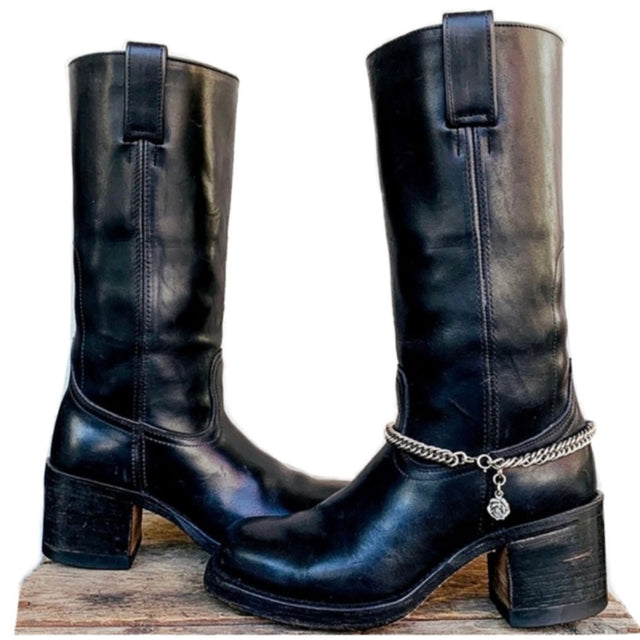 Boot Chain Strap Jewelry Accessories Silver Dangling Rose - Botablu