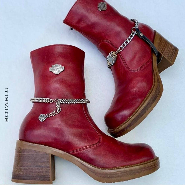 Boot Chain Strap Jewelry Accessories Silver Dangling Rose - Botablu