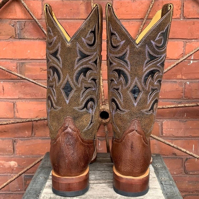 CINCH Full Quill Ostrich Leather Square Toe Cowgirl Cowboy Western Boots - Botablu