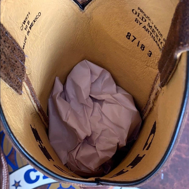 CINCH Full Quill Ostrich Leather Square Toe Cowgirl Cowboy Western Boots - Botablu