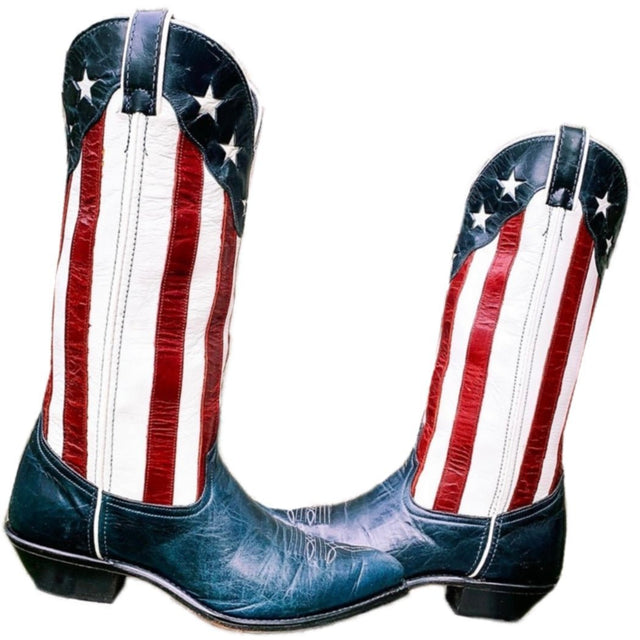 CODE WEST DAN POST Vintage American Flag Stars Stripes Cowgirl Cowboy Western Boots - Botablu