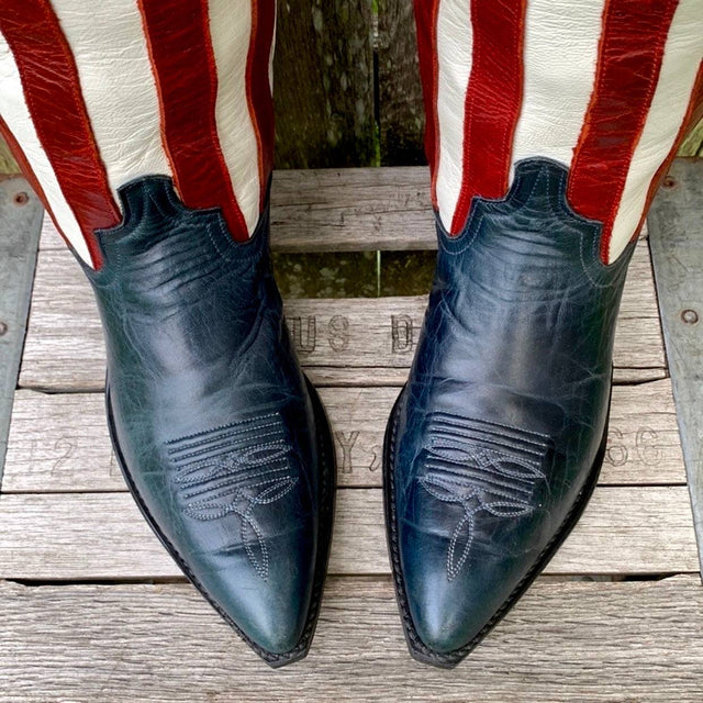 CODE WEST DAN POST Vintage American Flag Stars Stripes Cowgirl Cowboy Western Boots - Botablu
