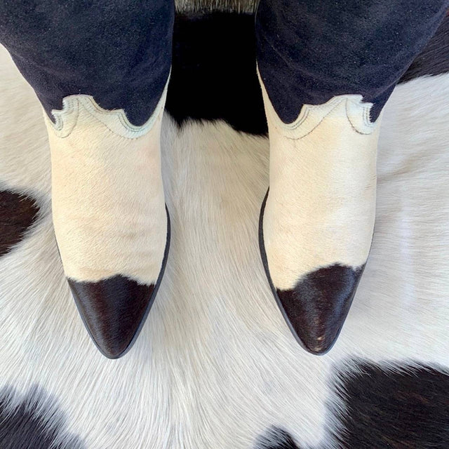 CODE WEST DAN POST Vintage Pony Cowhide Calf Hair On Cowgirl Western Boots - Botablu