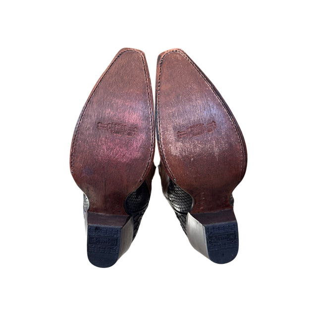 CORRAL Black Snakeskin Brown Leather Tall Cowgirl Boots - Botablu