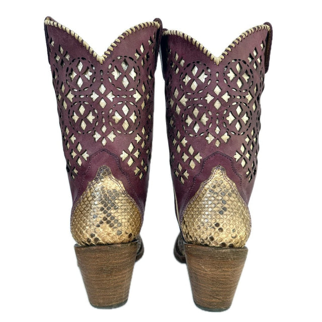 CORRAL Python Exotic Brown Purple Western Cowgirl Boots - Botablu