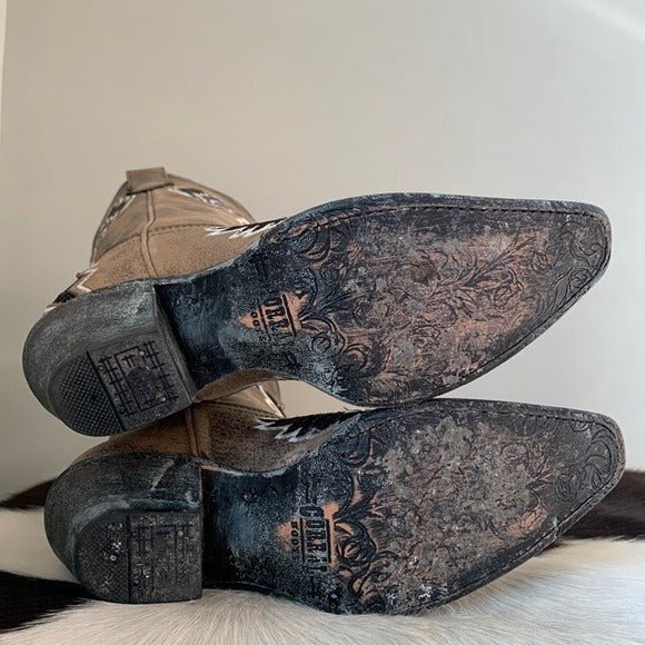 CORRAL Sequin Heart Wings Tall Mid-Calf Snip Toe Cowgirl Cowboy Boots - Botablu