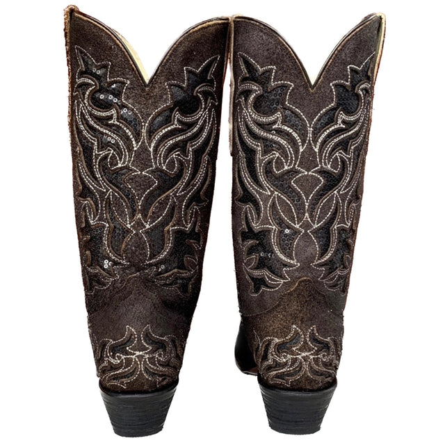 CORRAL Sequin Inlay Black Snip Toe Cowgirl Cowboy Western Boots - Botablu