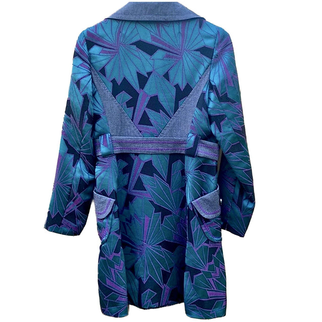 CUSTO BARCELONA Rare Vintage Belted Retro Teal Purple Black Trench Coat Jacket - Botablu
