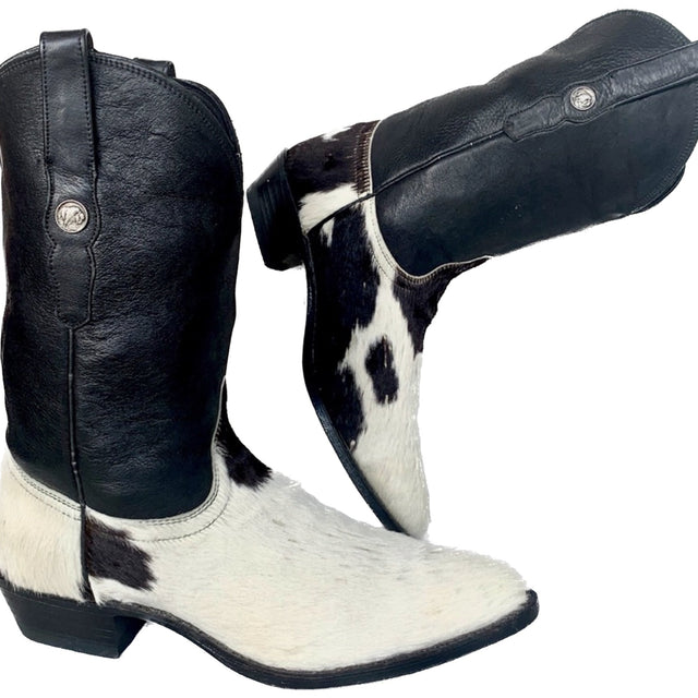 DAN POST Pony Cowhide Calf Hair On Cow Print Leather Cowgirl Cowboy Western Boot - Botablu