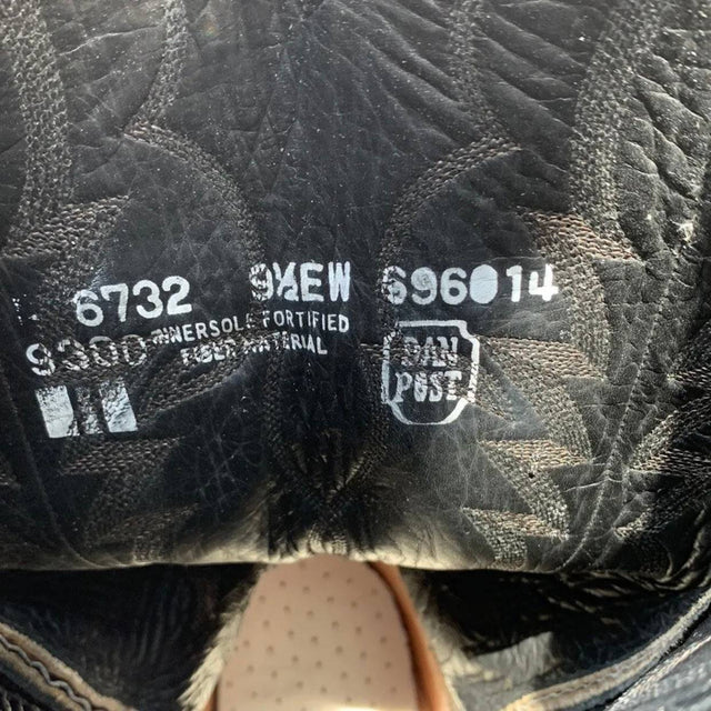 DAN POST Vintage Buckaroo Black Tan Leather Tall Cowboy Western Boots - Botablu