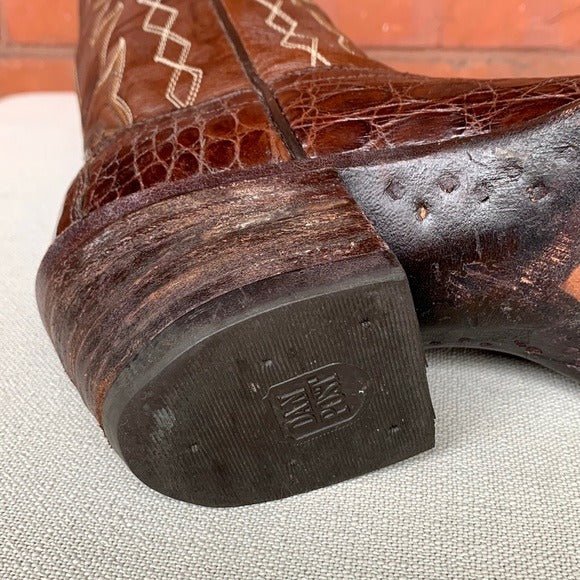 DAN POST Vintage Crocodile Exotic Brown Cowboy Cowgirl Western Boots - Botablu