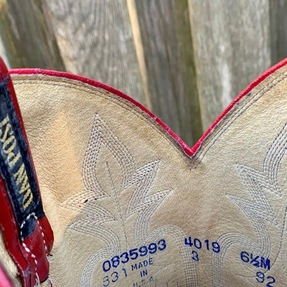 DAN POST Vintage Red Lizard Exotic Leather Cowgirl Cowboy Western Boots - Botablu