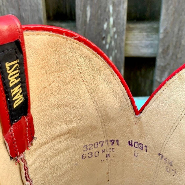 DAN POST Vintage Red Snakeskin Python Tall Knee High Cowgirl Cowboy Western Boots - Botablu