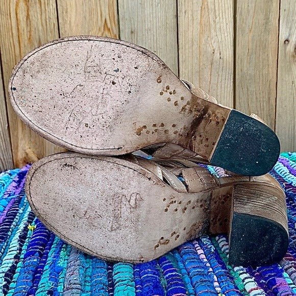 FREEBIRD BY STEPHEN Claw Strappy Boho Western Tan Leather Sandals - Botablu